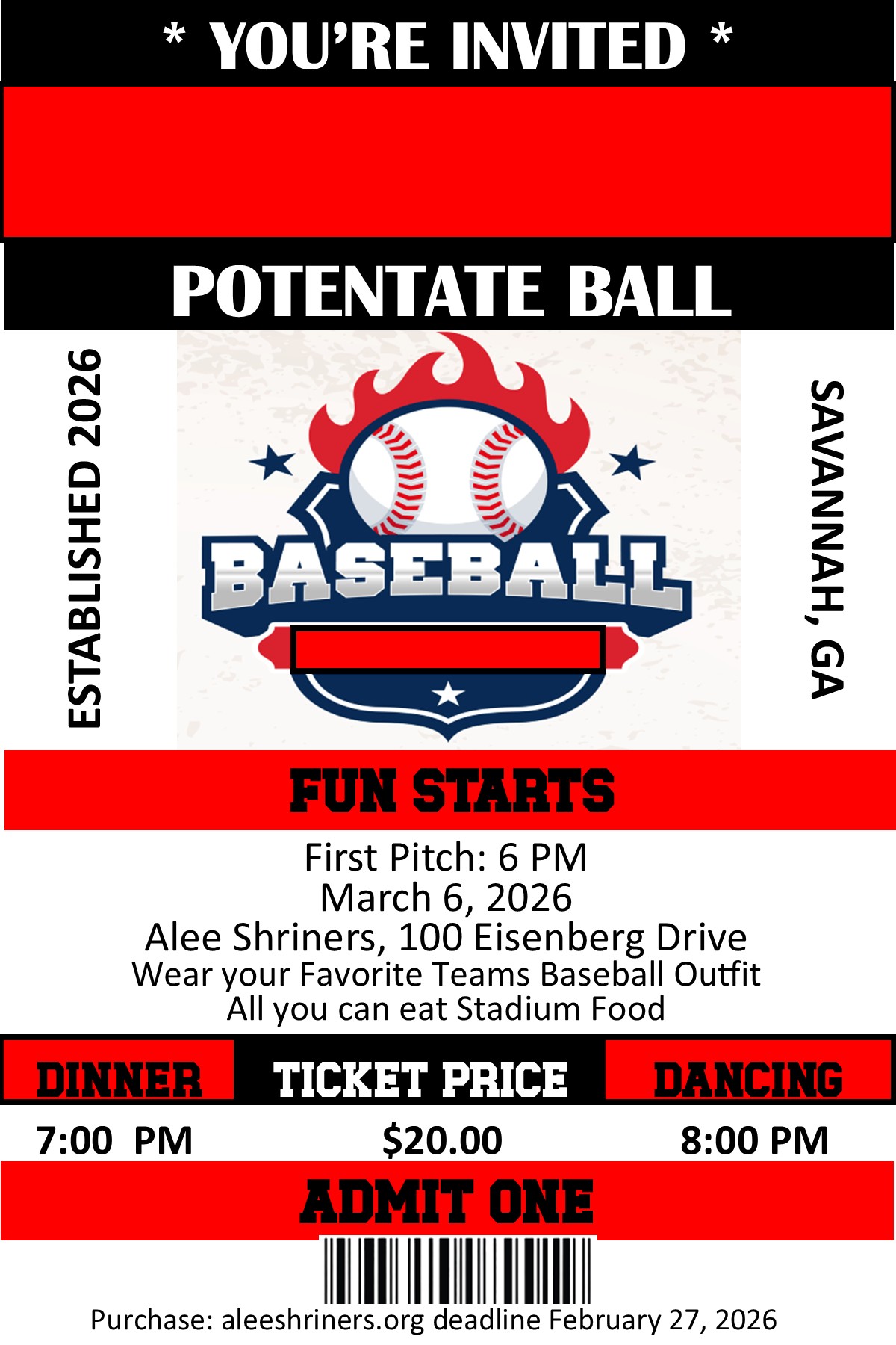 2026 Potentate Ball - Friday Night EVENT TICKET