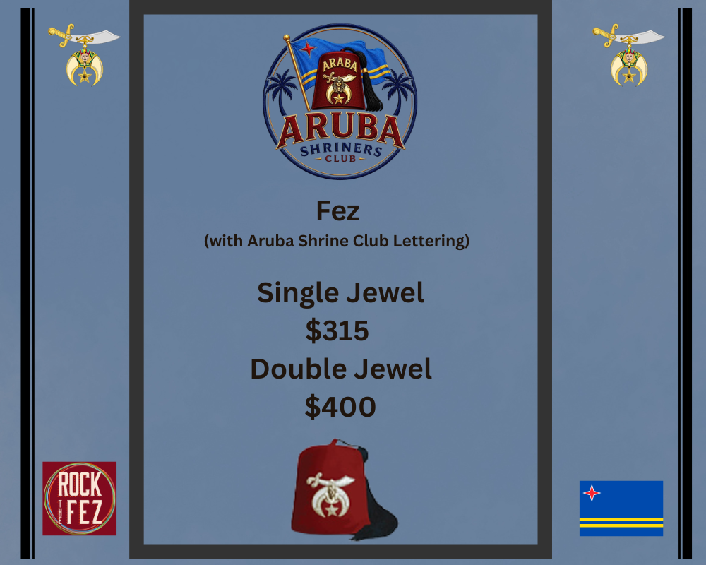 Aruba Shrine Club Fez Double Jewel